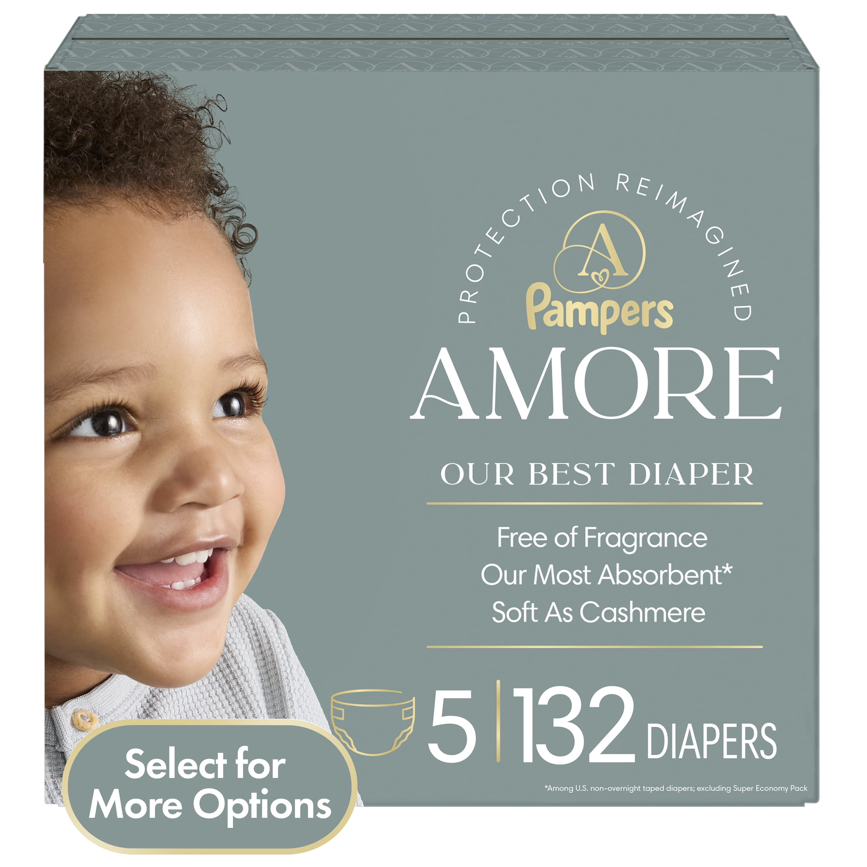 Pampers Amore Baby Diapers Size 5, 132 Count (Select for More Options)