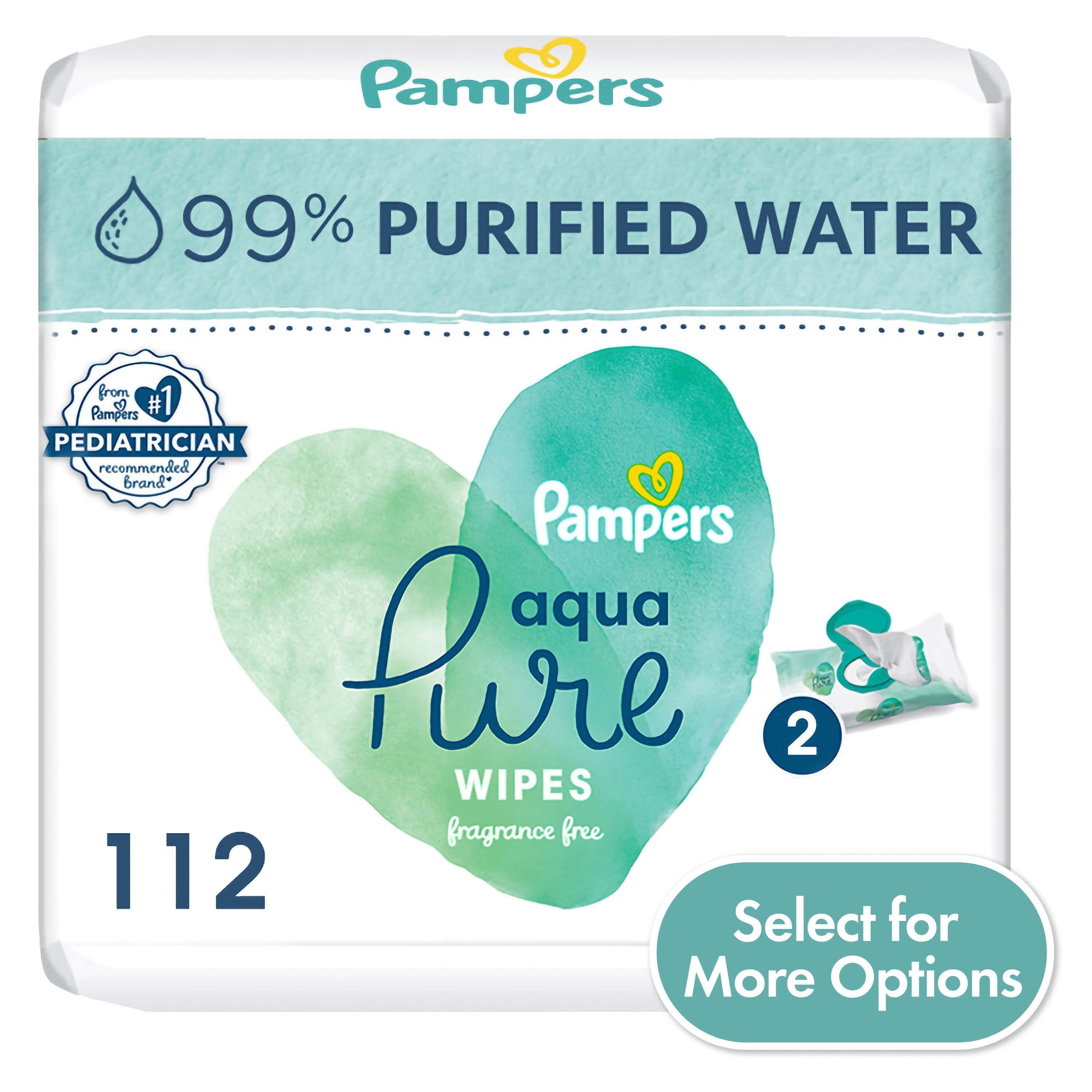 Pampers Aqua Pure 6X Pop-Top Sensitive Water Toallitas para bebés, 1008  unidades