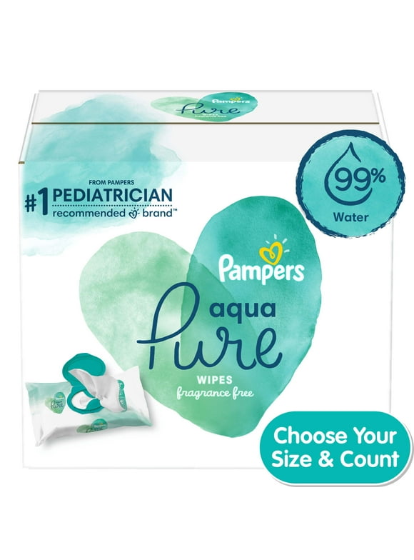 Pampers Aqua Pure Baby Wipes 8X Flip-Top Pack 448 Wipes (Select for More Options)