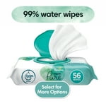 Baby Wipes, Pampers Aqua Pure Sensitive Water Baby Diaper Wipes, Hypoallergenic and Unscented, 56 Total Wipes
