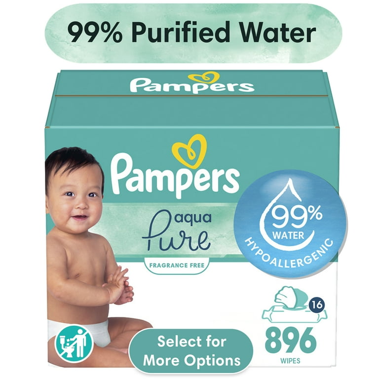 Free Shipping! Pampers Aqua Pure Baby Wipes Unscented 99% Water