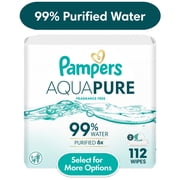 Pampers Aqua Pure Baby Wipes Unscented, 2-Pack, 112 Total Wipes Select for More Options