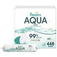 thumbnail image 1 of Pampers Aqua Pure Baby Wipes, 99% Water, Unscented, 8-Pack 448 Total Wipes (Select for More Options), 1 of 15