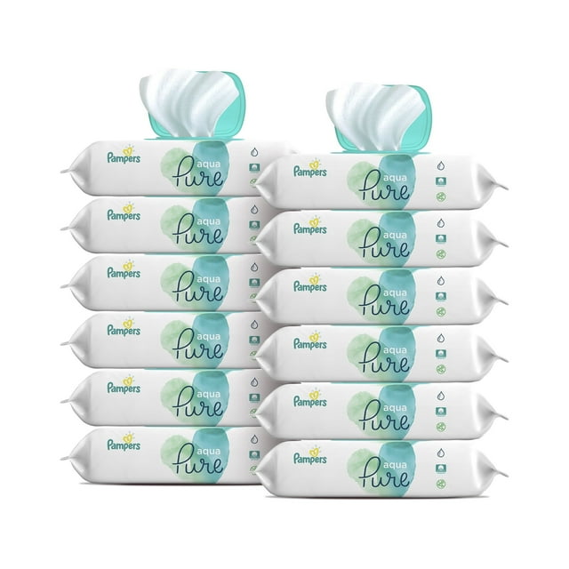 Pampers Aqua Pure Perfume Free Purified Water Baby Wipes, 672 Count
