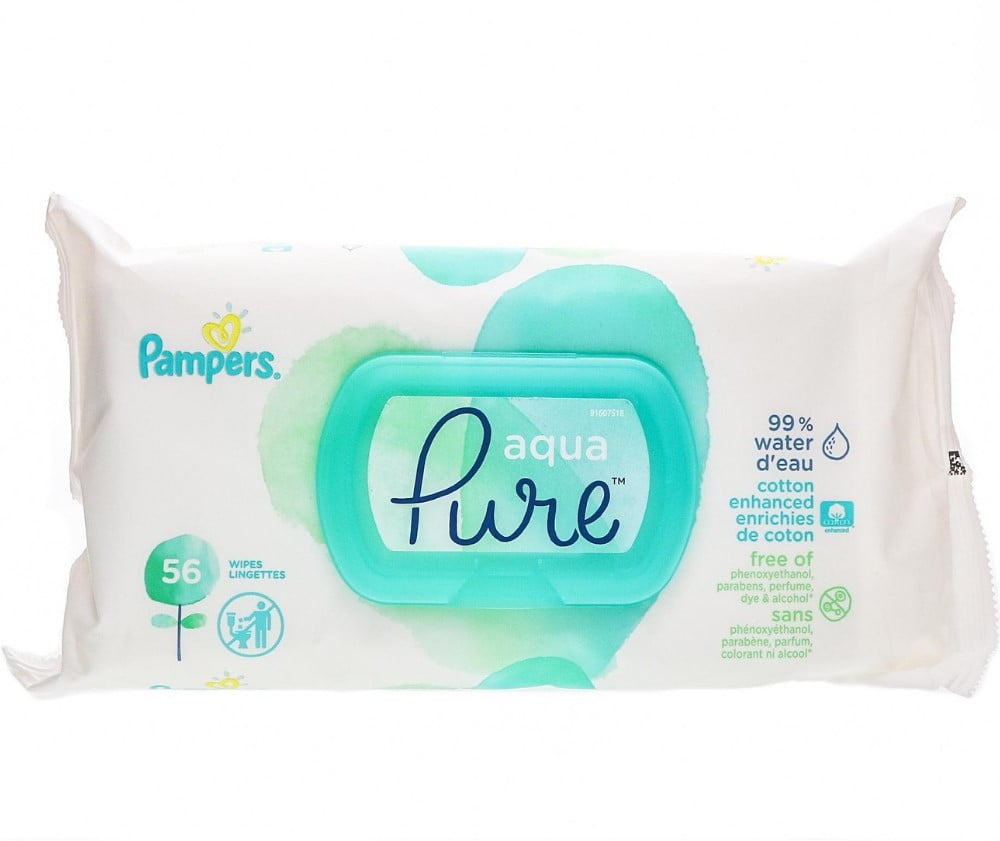 Pampers Aqua Pure Toallitas para bebés, sensitivo, con agua, 6 cajas tipo  tapa emergente, SG_B07JQM8ZGW_US, 12 recambios, 1