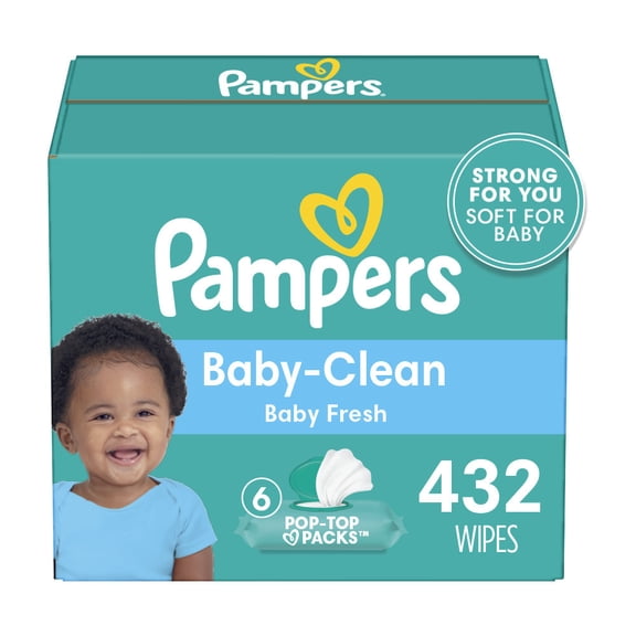 Pampers Baby Clean Wipes Baby Fresh Scented 6X Pop-Top Packs 432 Count