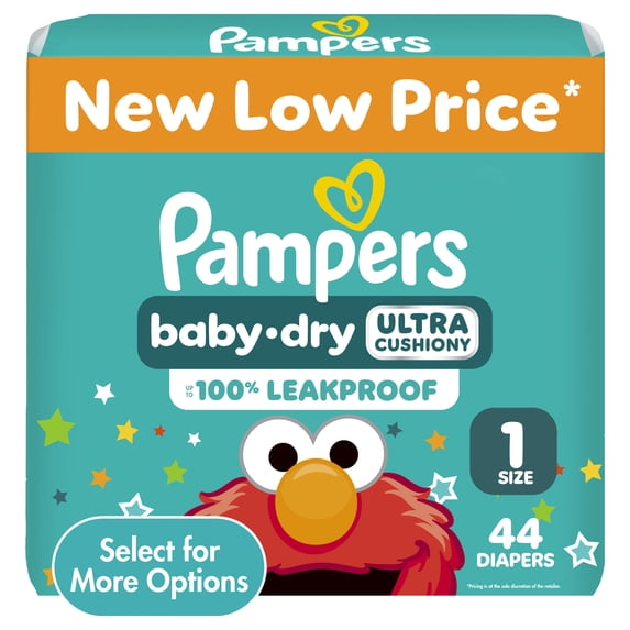 Pampers Baby Dry Diapers Size 1, 44 Count (Select for More Options)