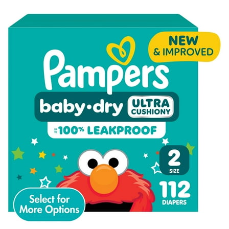 Pampers Baby Dry Baby Diapers Size 2, 112 Count (Select for More Options)