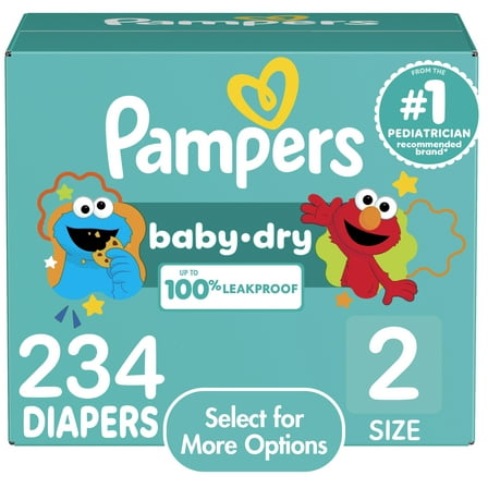 Pampers Baby Dry Baby Diapers Size 2, 234 Count (Select for More Options)