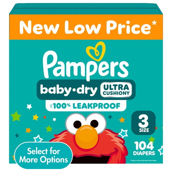 Pampers Baby Dry Baby Diapers Size 3, 104 Count (Select for More Options)