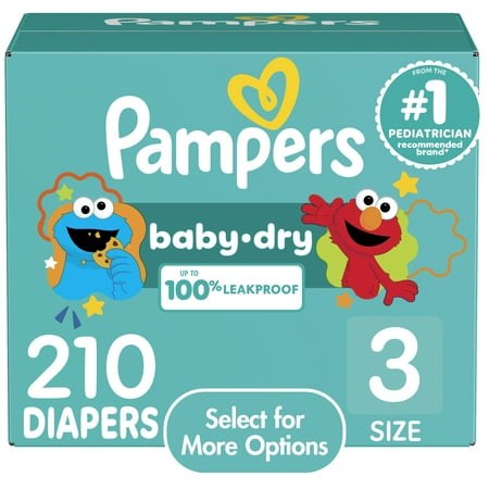 Pampers Baby Dry Baby Diapers Size 3, 210 Count (Select for More Options)