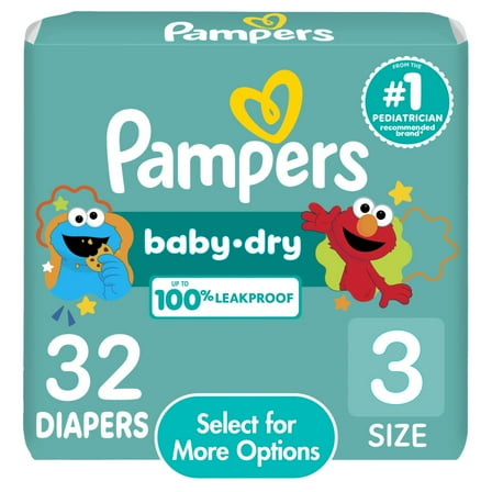 Pampers Baby Dry Diapers Size 3, 32 Count (Select for More Options)