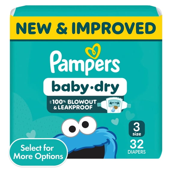 Pampers Baby Dry Diapers Size 3, 32 Count (Select for More Options)
