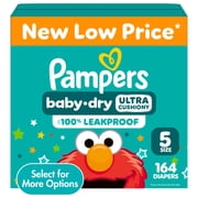 Pampers Baby Dry Baby Diapers Size 5, 164 Count Select for More Options