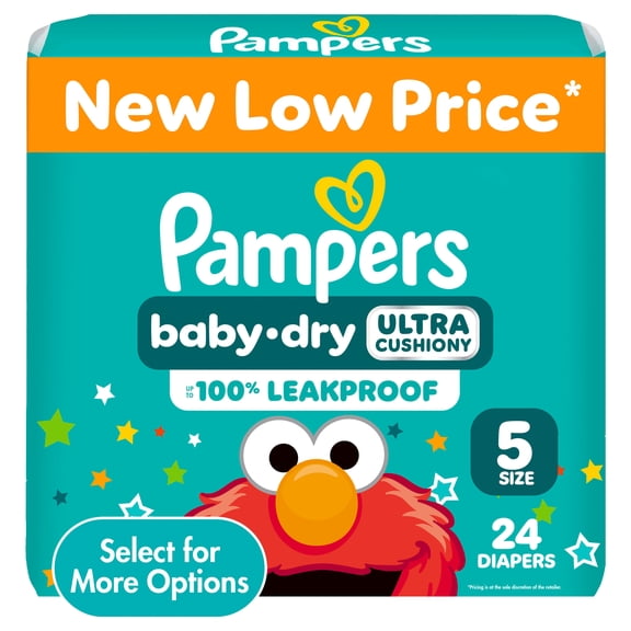 Pampers Baby Dry Diapers Size 5, 24 Count (Select for More Options)