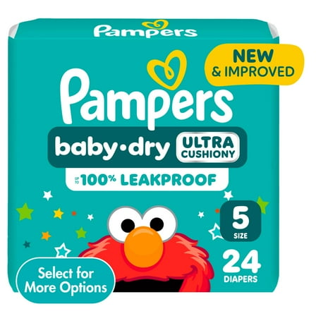 Pampers Baby Dry Diapers Size 5, 24 Count (Select for More Options)