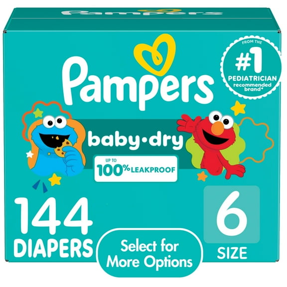 Pampers Baby Dry Baby Diapers Size 6, 144 Count (Select for More Options)
