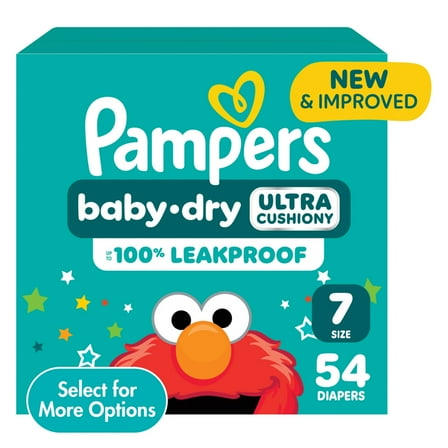 Pampers Baby Dry Baby Diapers Size 7, 54 Count (Select for More Options)