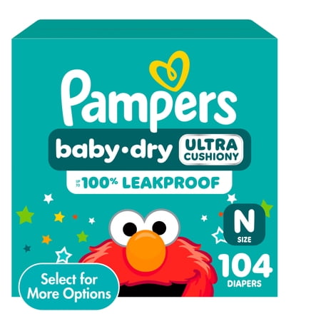 Pampers Baby Dry Baby Diapers Size Newborn, 104 Count (Select for More Options)
