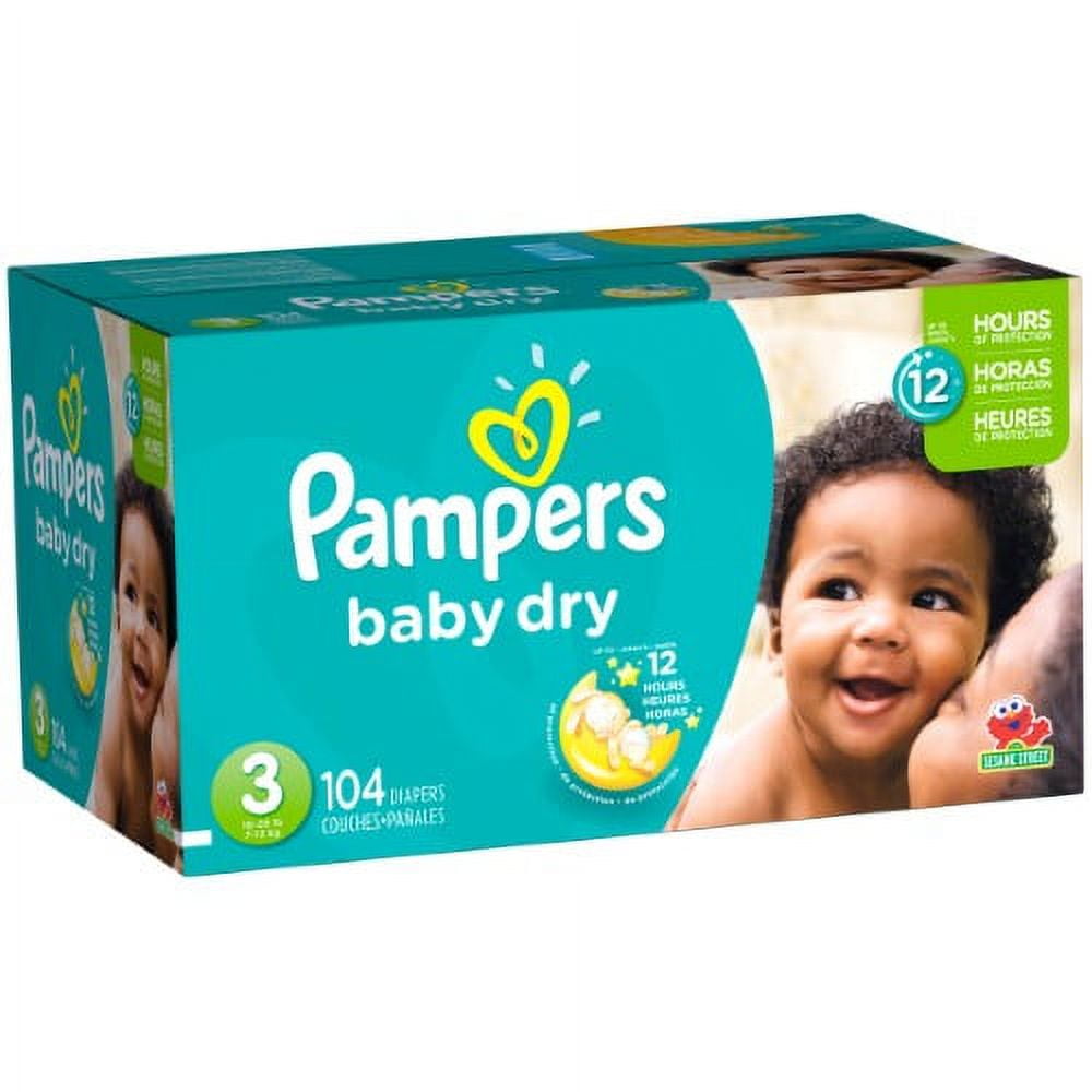 Lot 124 Couches PAMPERS Baby-Dry TAILLE 2 = 4 à 8 KG Pack Change Bébé  Protection