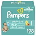 Pampers Baby-Dry Diapers Size 1, 198 Count, 100% Leakproof