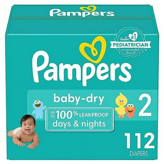 Pampers Baby Dry Diapers Size 2, 112 Count, Absorbent Disposable