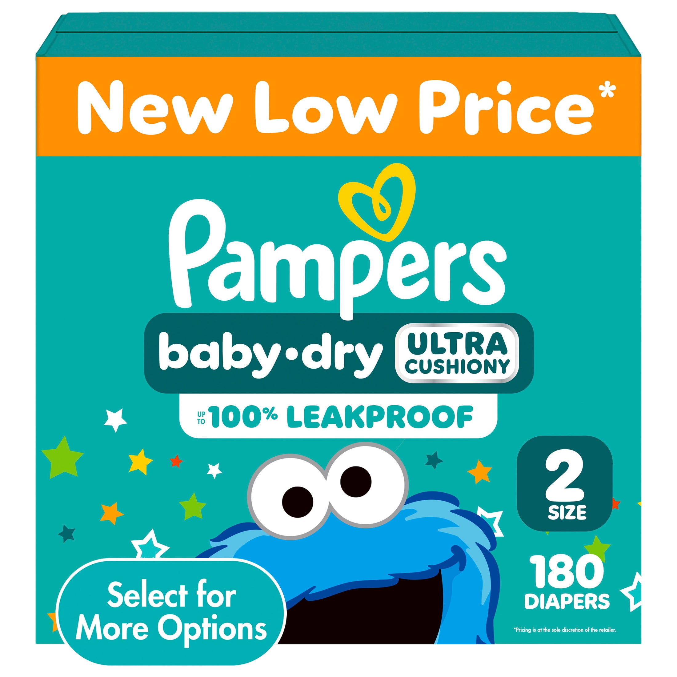 Free Shipping! Pampers Baby Dry Diapers Size 2 180 Count Leakproof