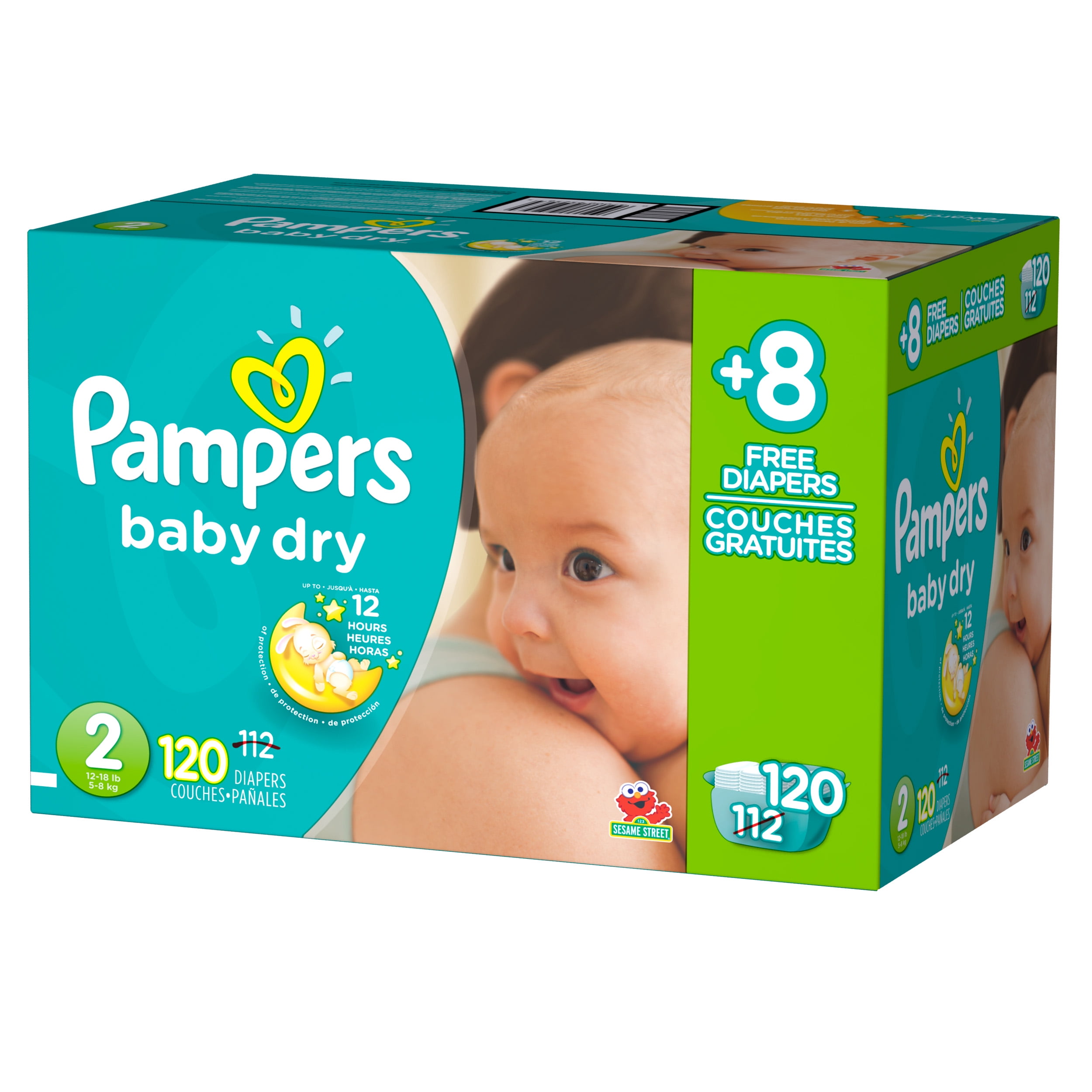 Pampers Baby Dry Diapers Size 2 Bonus Pack 120 Count