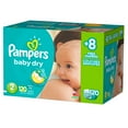 thumbnail image 1 of Pampers Baby Dry Diapers Size 2 Bonus Pack 120 Count, 1 of 10