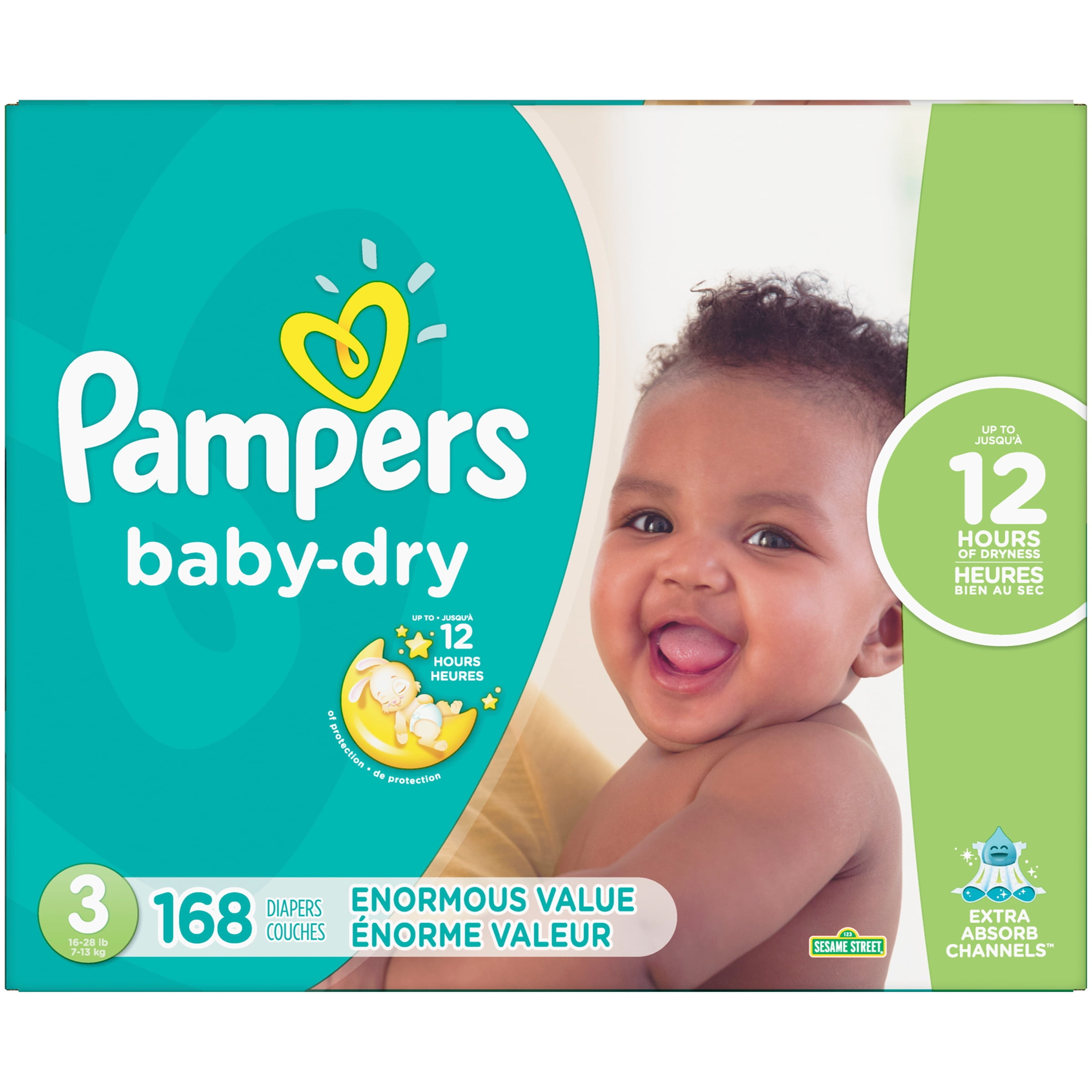 PAMPERS Baby-dry couches taille 3 (6-10kg) 52 couches pas cher