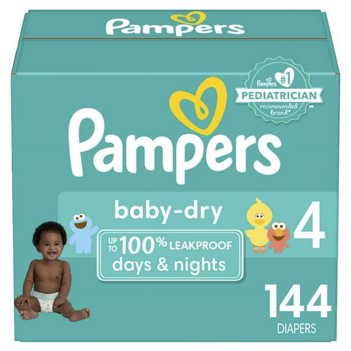 Pampers BabyDry Diapers, Size 4, 144 Count Hypoallergenic, Leakproof