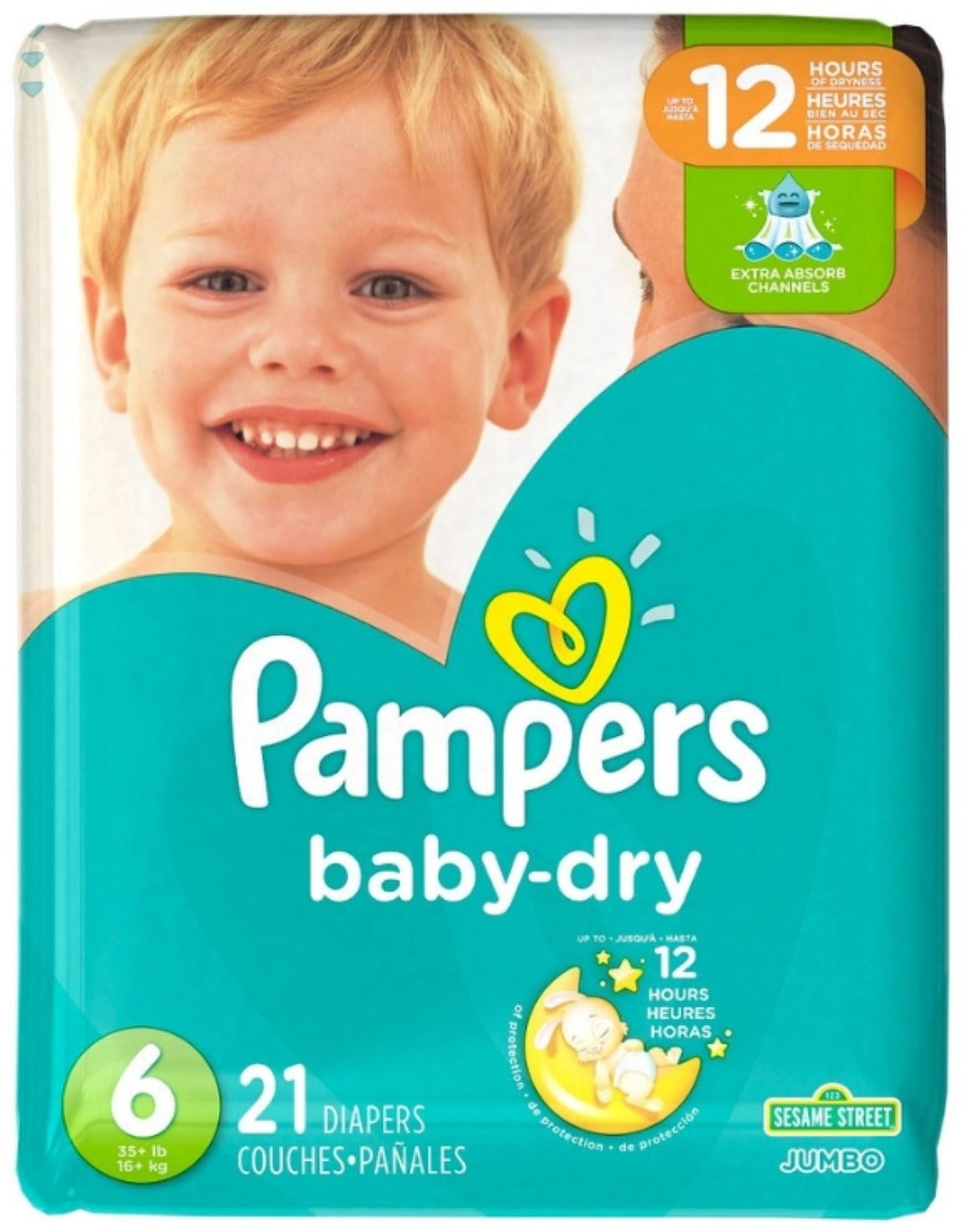 Pampers Baby Dry Diapers, Size 21 ea (Pack of 6)