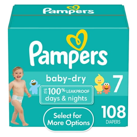 Pampers Baby Dry Diapers Size 7, 108 Count (Choose Your Size & Count)
