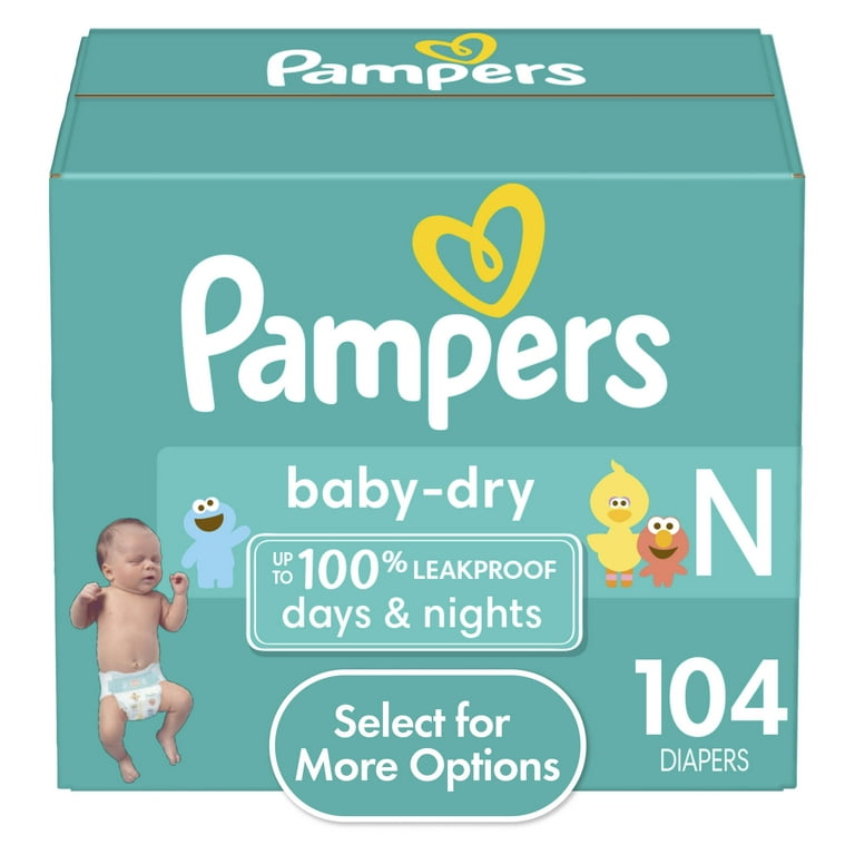 Pampers (Select Count Newborn, for Diapers Options) Baby Dry More Size 104
