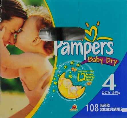 Pampers Baby Dry Diapers, Super Pack, Size 4, 108 Count