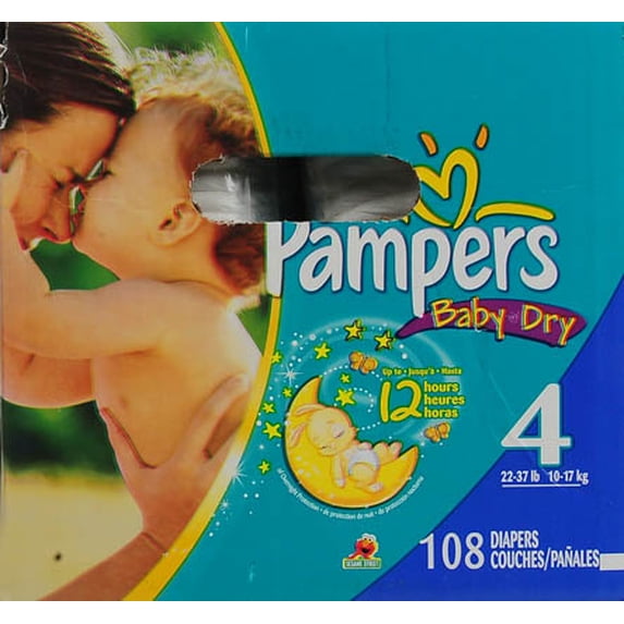 Pampers Baby Dry Diapers, Super Pack, Size 4, 108 Count