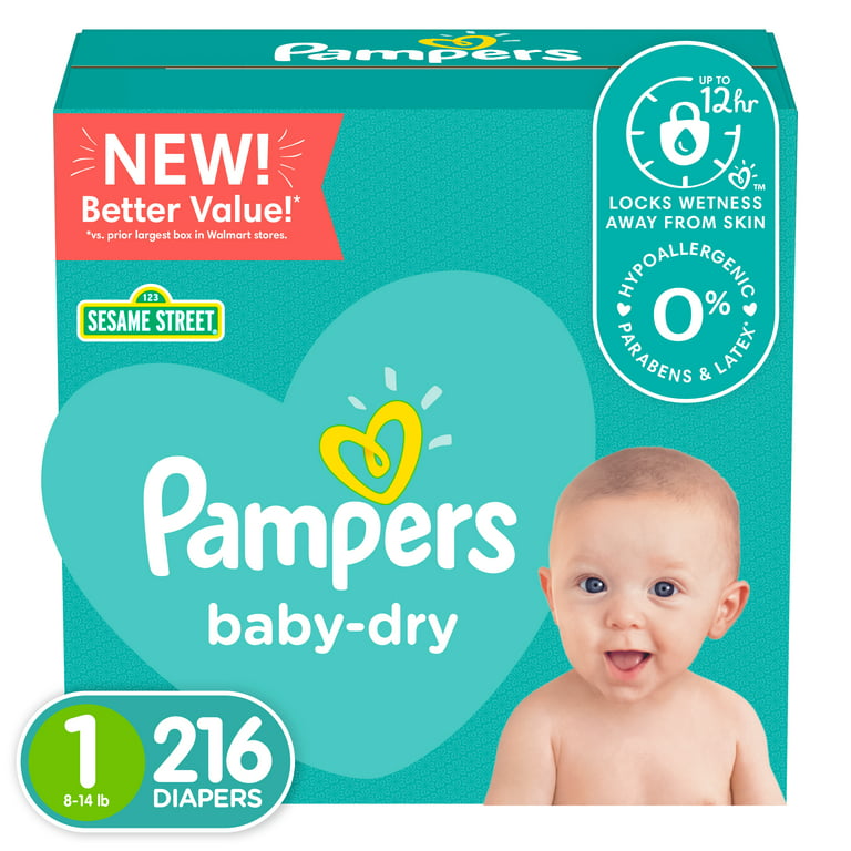 Pampers Baby-Dry Extra Protection Diapers, 216 Count - Walmart.com