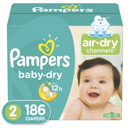Pampers Baby-Dry Extra Protection Diapers, Size 2, 186 Ct