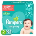 thumbnail image 1 of Pampers Baby Dry Extra Protection Diapers, Size 2, 192 Count, 1 of 12