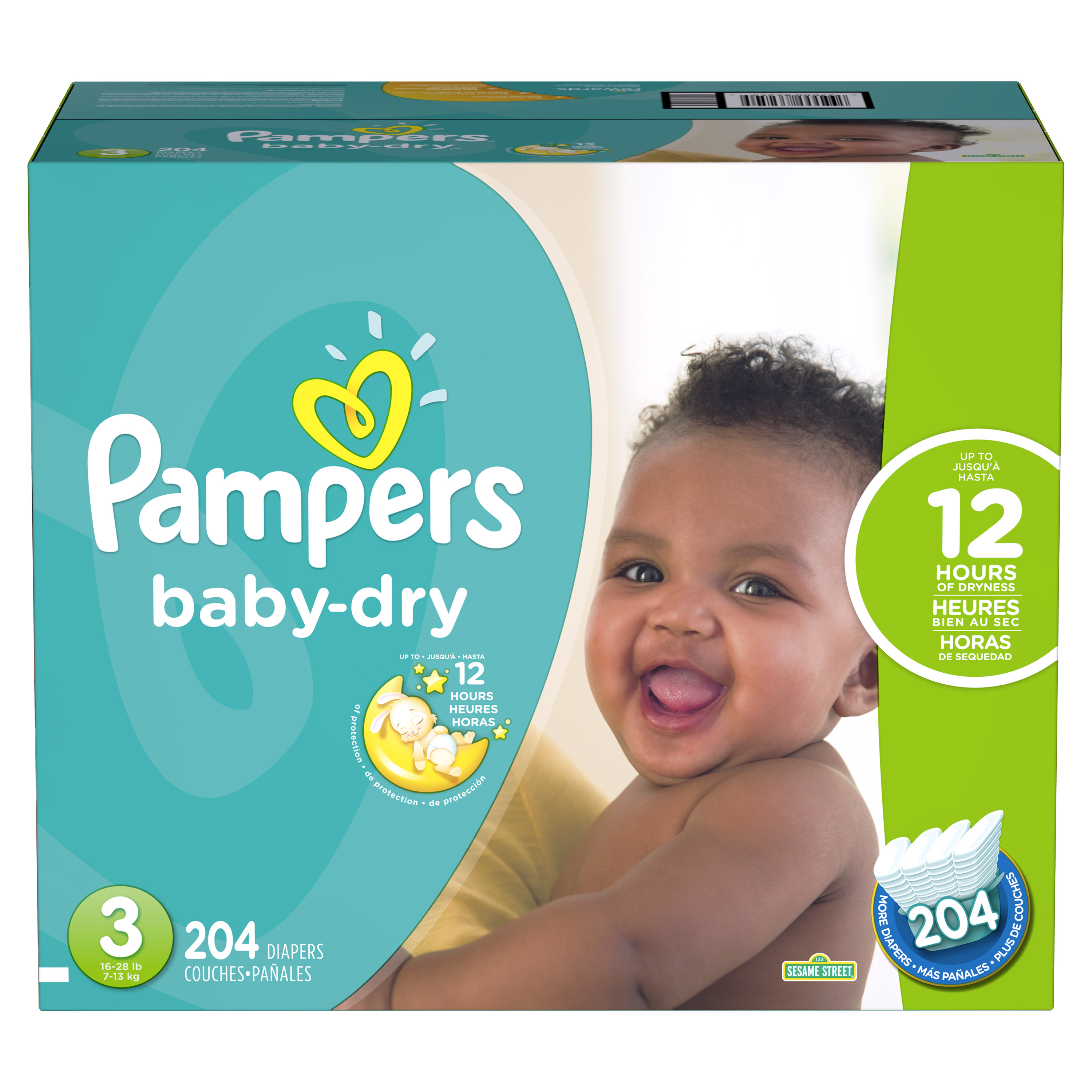 Pampers Baby-Dry Extra Protection Diapers, Size 3, 204 Count - Walmart.com