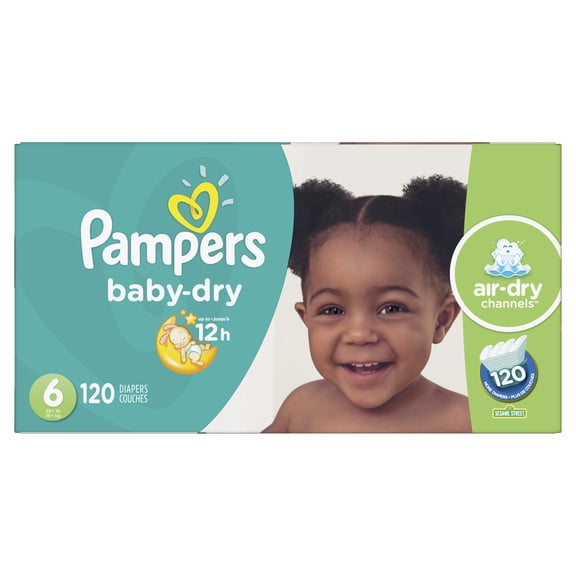 Pampers Baby-Dry Extra Protection Diapers, Size 6, 120 Count