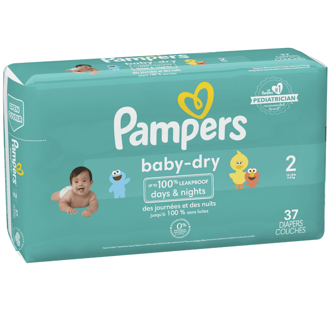 Pampers Baby-Dry Leak Proof Protection Diapers Hypoallergenic Free Of