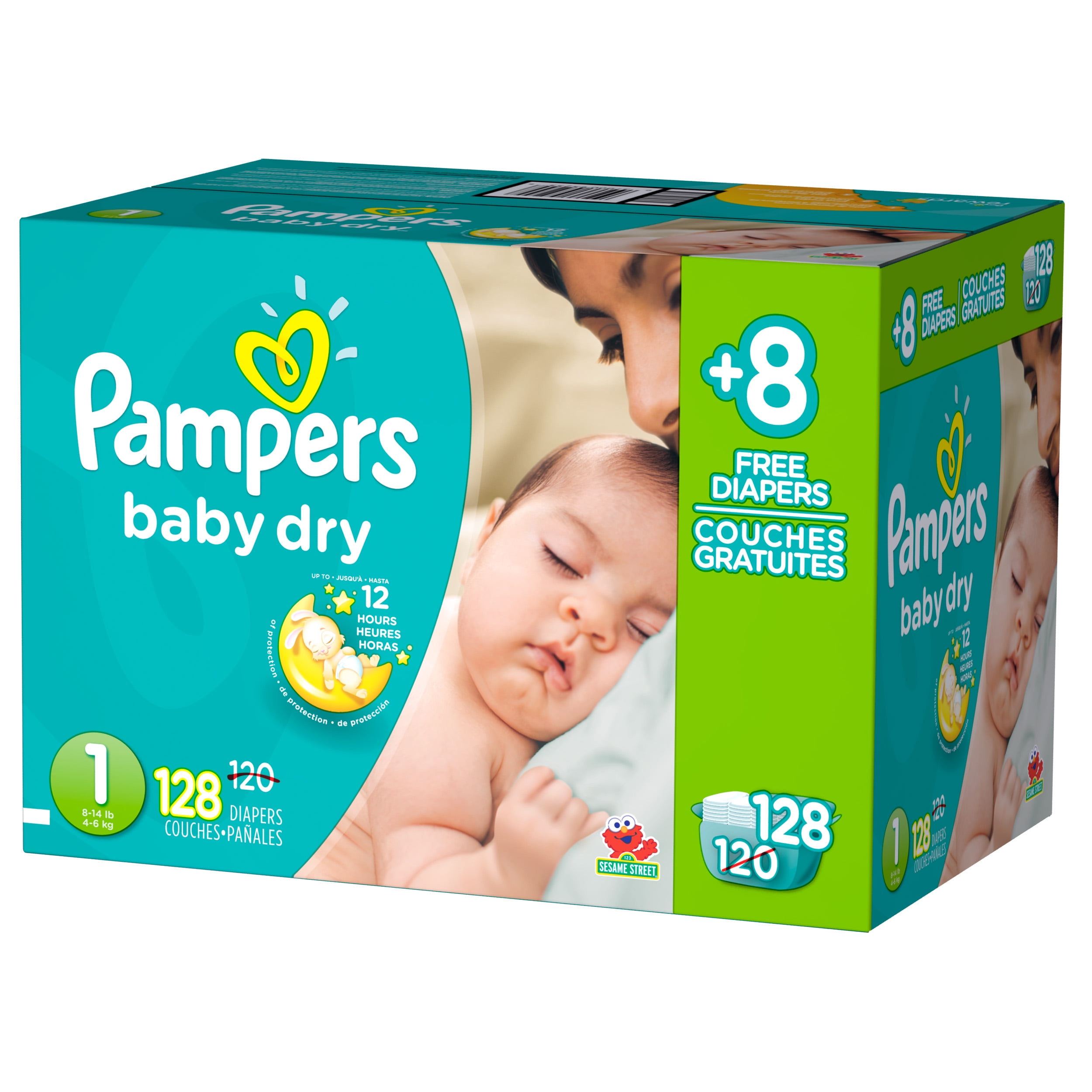 Pampers Baby Dry Newborn Diapers Size 1 Bonus Pack 128 Count