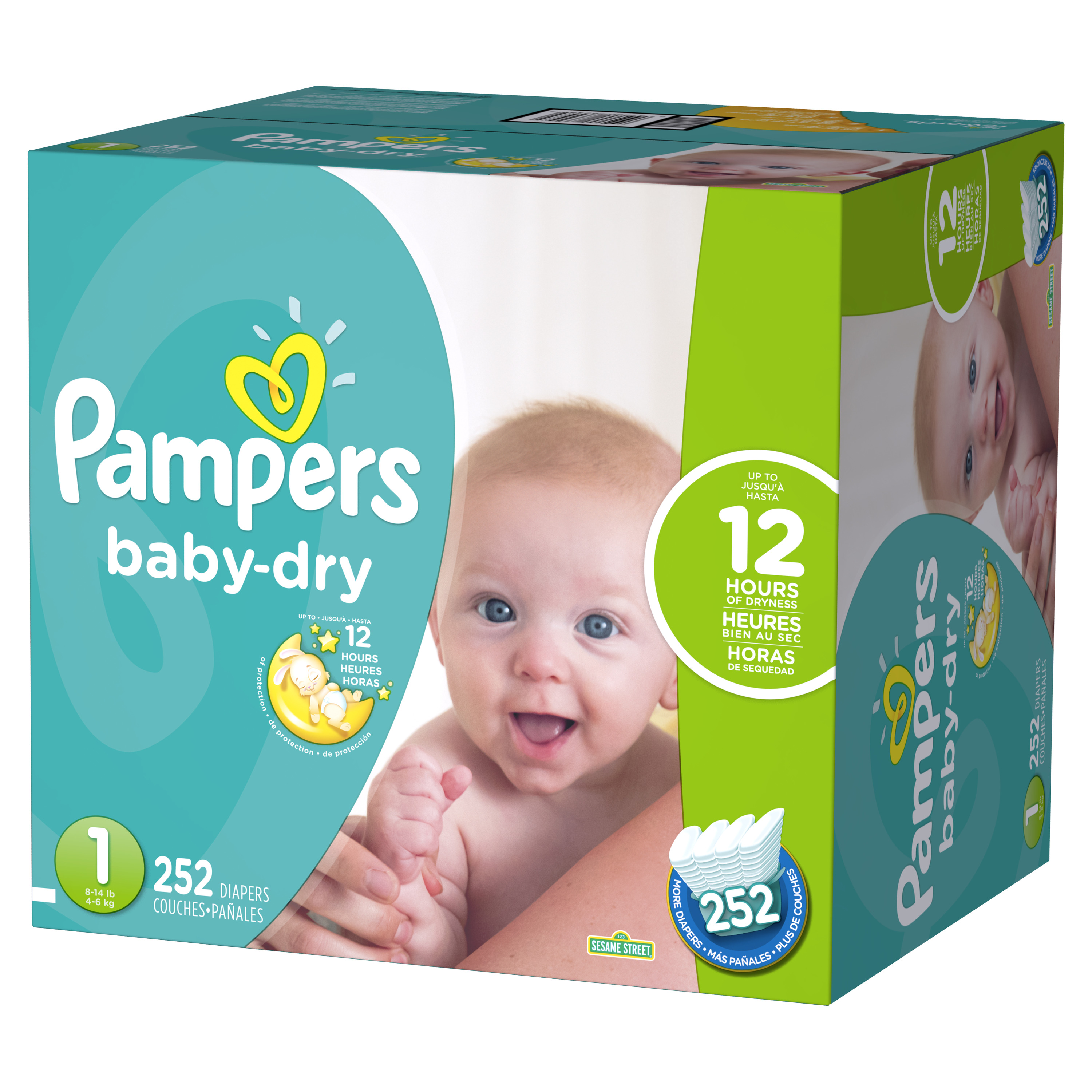 Pampers Baby Dry Size 1 Diapers (252 Count) - image 1 of 10