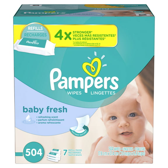 Pampers Baby Wipes Baby Fresh 7X Refill 504 count Fresh 504 Count (Pack of 1)
