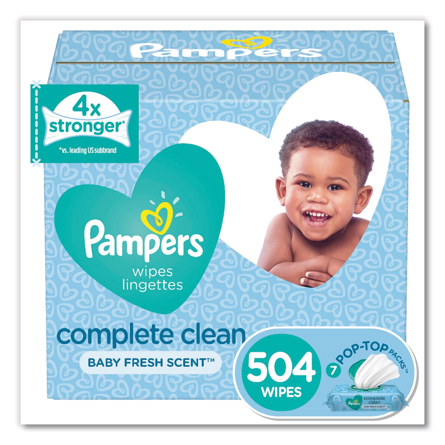 Pampers Baby Wipes, Complete Clean Scented, 7X Pop-Top Packs, 504 Count