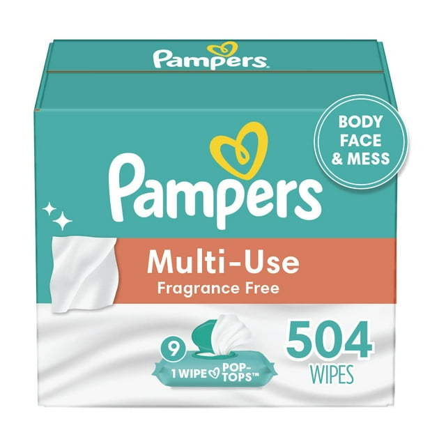 Pampers Fragrance-Free Multi-Use Baby Wipes, 9X Pop-Top Packs, Fresh