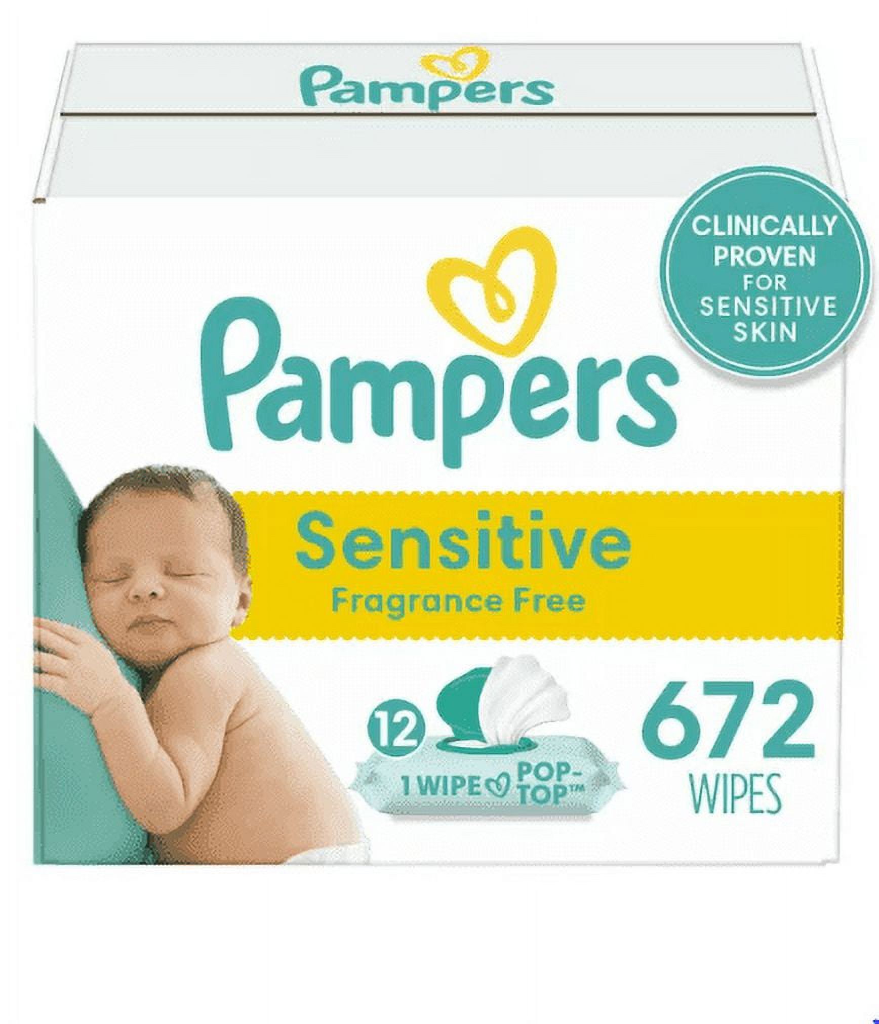 Pampers Sensitive Baby Wipes, Perfume Free, 12X PopTop Packs, 672