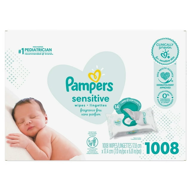 Pampers Sensitive Baby Wipes, Perfume Free, 14 Pop-Top Packs (1008 ct