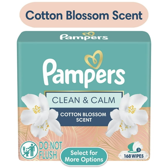 Pampers Wipes, Clean & Calm, Cotton Blossom Scent, 168 Wipes Total (3X Pop-Top Packs)
